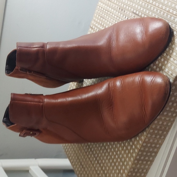 Cole Haan Sylvia Leather Suede Kitten Heel Zip Ankle Booties Boots Sz 10 - Picture 4 of 11